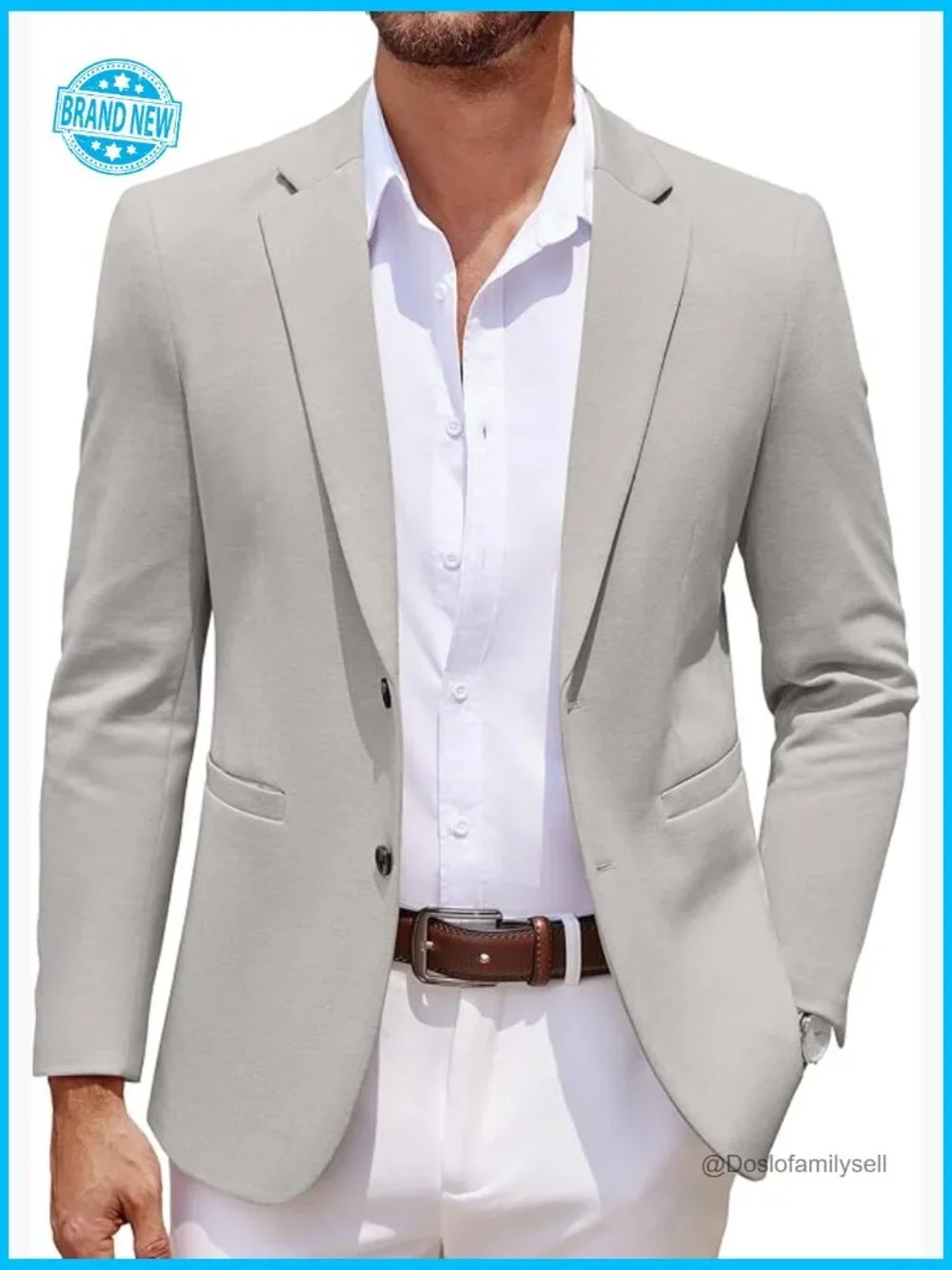 Slim Fit Knit Blazer Lightweight Casual Sport Coat Modern Two Button